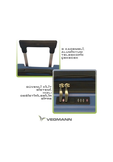 Vegmann Tartılı Scavel Mavi 3 Lü Valiz Seti Mavi