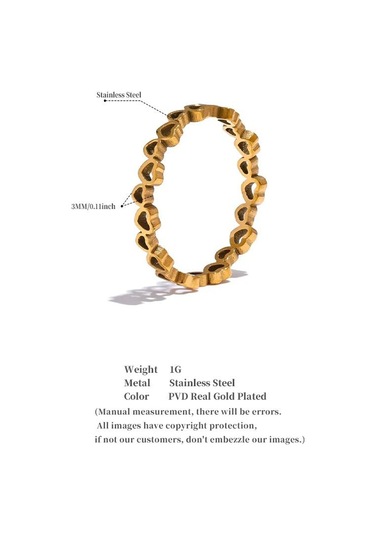 Eetit Minimalist Paslanmaz Çelik Kalp Aşk Hollow Ince Yüzük Kadınlar İçin Altın Renk Su Geçirmez Romantik Moda Günlük Takı Hediye 8