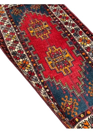 El Dokuma Vintage Eskitme Ortaköy Halısı 95x180 Patchwork Halı