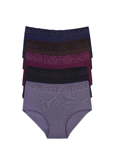 Nicoletta Bordo Kadın Külot Büyük Beden 5 Li Paket Likralı (455808076) Bordo