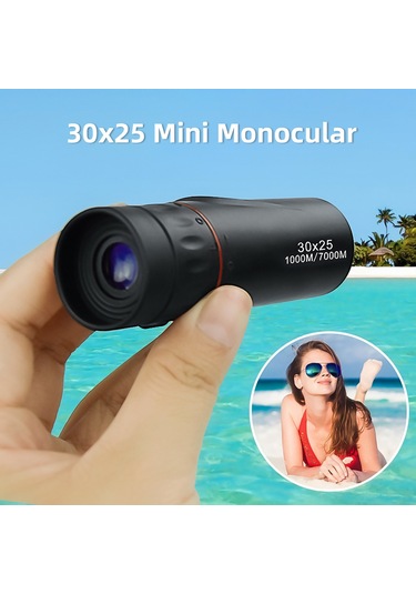 Suofeng Bak4 Prisma 30x25 Mini Monoküler Teleskop - Yeşil Çok Katmanlı Kaplama, 50g Hafif, Taşınabilir Çanta İle Siyah