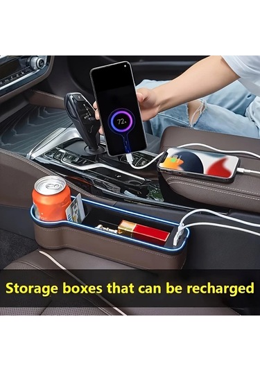 Xuweiwei 1 Pair Premium Car Seat Organizer 2 Parça Araç Koltuğu Saklama Çözümü Telefon Tutucu Hızlı Şarj Ve Led Aydınlatma
