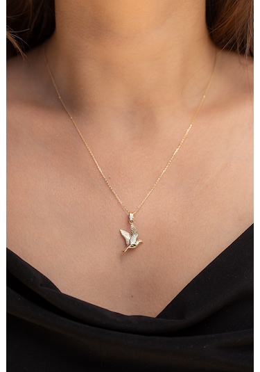 Uşaklıhafız 14 Ayar Altın Kuş Figürlü Kadın Kolye 45 CM