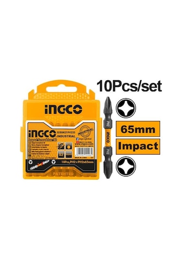 Ingco  SDBIM21PH233   Endüstriyel 10'lu Darbeli Çift Taraflı Yıldız Tornavida Ucu Seti