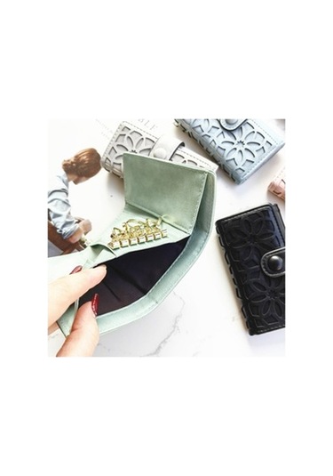 Linjinxu Pu Çok İşlevli Üçlü Katlama Tokalı Kadın Anahtar Çantası Yeşil Diğer Diğer