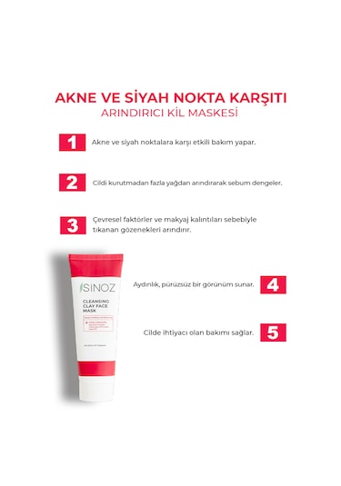 Sinoz Akne ve Siyah Nokta Karşıtı Arındırıcı Kil Maskesi 50 ML