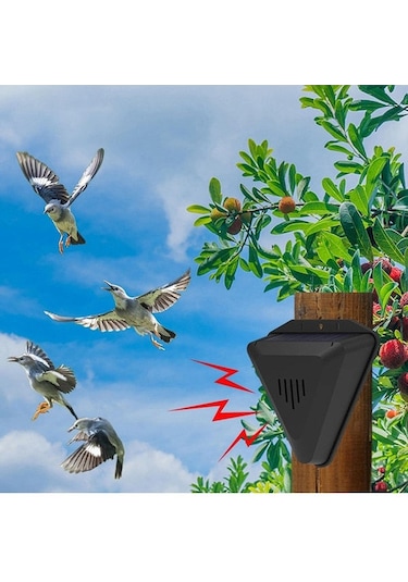 Vkemall Güneş Enerjili N911q Kuş Ve Hayvan Kovucu - Gündüz Zamanlı Ses Ve Işık Sistemi - Bahçe, Havuz, Tarlalar İçin Siyah