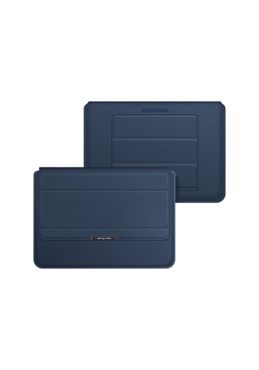 4'ü 1 Arada Evrensel Dizüstü Bilgisayar Tutucu Pu Su Geçirmez Koruma Bilek Dizüstü Bilgisayar Çantası, Boyut: 13/14 İnç Koyu Mavi