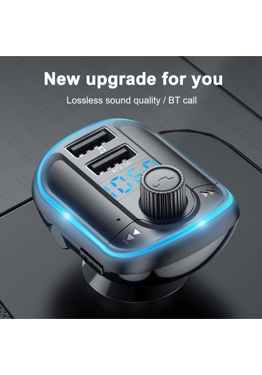 Singree "çift Usb Şarjlı Bluetooth 5.0 Araç Fm Vericisi - Mp3 Çalar, Tf Kart/u Disk Desteği, Led Ekranlı Kablosuz Radyo Modülatörü" 110 Karakter
