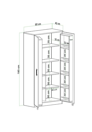 Evdemo Eva 2 Kapaklı Erzak Kiler Dolabı Atlantik Çam