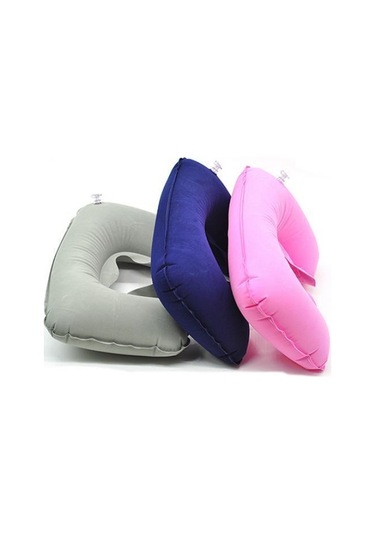Pembe 1 Adet Şişme Seyahat Hava Yastığı Boyun Desteği U Şekli Düzlem Uçuş Taşınabilir Yastık