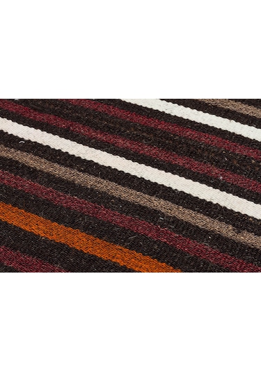 Gerçek El Dokuma Çok Renkli Çizgili Kilim Paspas
