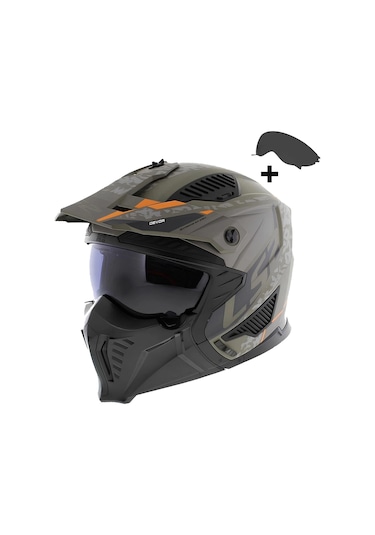 Ls2 Drifter Devor Ön Çene Çıkarılabilir Modüler Kask Mat Kum - Turuncu