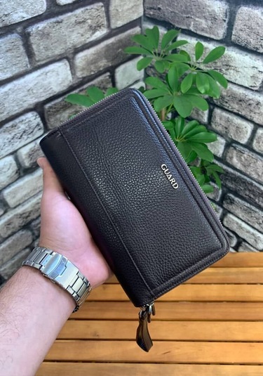 Guard Kahverengi Hakiki Deri Çift Fermuarlı El Çantası - Grd250207wt1374 Diğer Çok Renkli