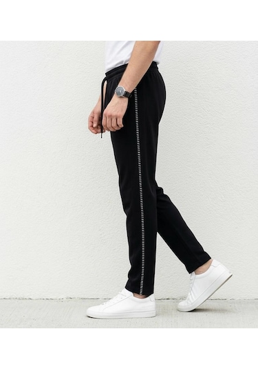 Plus Scorpion Erkek Slim Fit Pamuklu Eşofman Altı Siyah