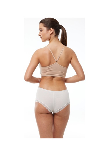 Malabadi Kadın Ekru 6 Lı Paket Geniş Kenarlı Dantelli Modal Külot 1908 Ekru