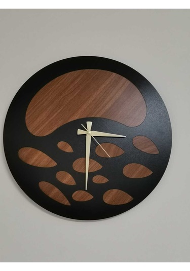 Nova Model Ahşap Duvar Saati 50 X 50 Cm Sessiz Mekanizma Siyah Ceviz Renk