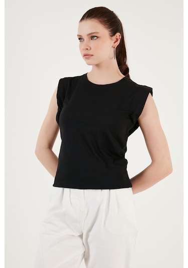 Lela Pamuklu Bisiklet Yaka Kolsuz Bayan T Shirt 5864019 Siyah