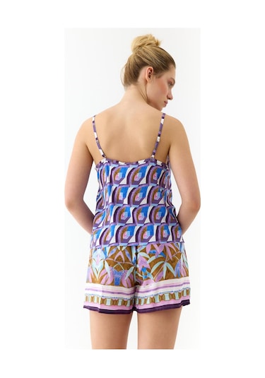 Amarelle Liberty Mor Desenli İnce Askılı, Şortlu Pijama Takımı