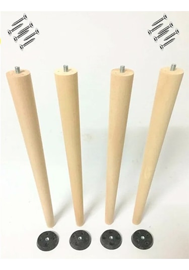 4 Adet Lüks 65 Cm Ahşap Ham Masa Sehpa Ayağı Çap: 4,2 Cm Hobi Dıy