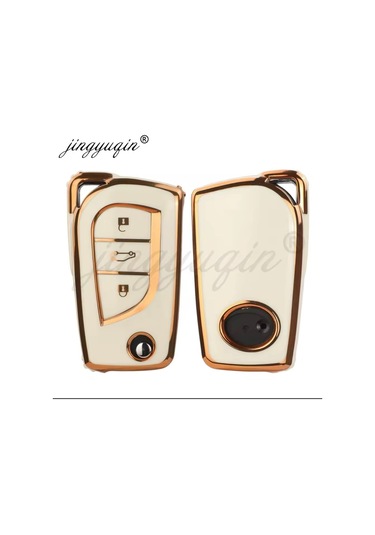 Toyota Yaris Anahtar Kılıfı Beyaz-gold