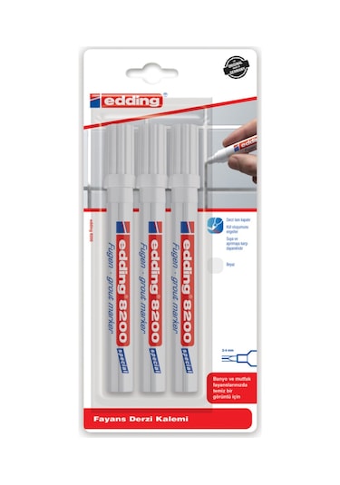 Edding 8200 Fayans Derzi Kalemi 2-4 MM Beyaz - 3'lü