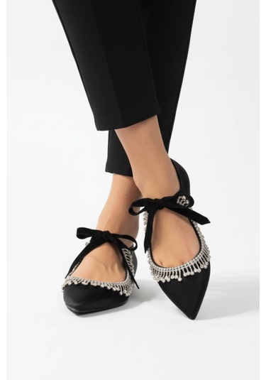 Zenneshoes Eloura Kadın Taşlı Abiye Babet siyah