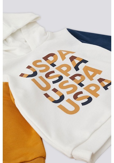 U.s. Polo Assn. Kapüşonlu Beyaz Bebek 2'li Takım Beyaz