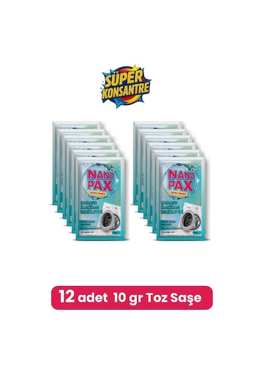 Çamaşır Makinesi Temizleyici Toz Bakım Saşesi 12 Adet X 10gr