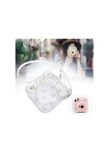 Springsun Mini 11/8/9/40 İçin Camgözlü Papatya Desenli Korumalı Kılıf + Askı Kayış - Hafif, Taşınabilir, Anıları Koru