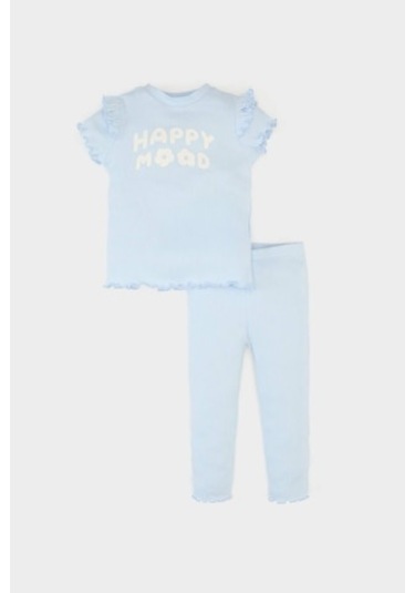 DeFacto Kız Bebek 2'li Takım Baskılı Kısa Kollu Fitilli Kaşkorse Tişört Beli Lastikli Alt A0457A525SMBE343 Mavi DeFacto Kız Bebek 2'li Takım Baskılı Kısa Kollu Fitilli Kaşkorse Tişört Beli Lastikli Alt A0457A525SMBE343 Mavi