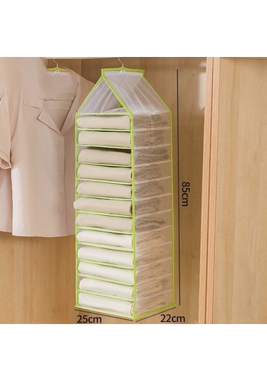 Dancemonkey Cbtx 12 Raflı Asma Depolama Organizatörü - Yeşil, Pvc Elbise Dolabı Rafları İçin 140l