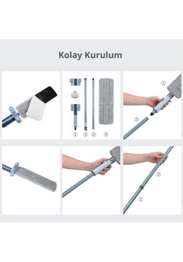 Kendinden Sıkmalı Mikrofiber Mop Kendini Temizleyen Mop Yedek Bez