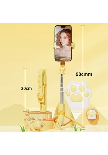 Kt02 A10 Karikatür Tripod Selfie Çubuğu Uzatılabilir Telefon Tripod Çift Işıklı Çekim Kiti Standı