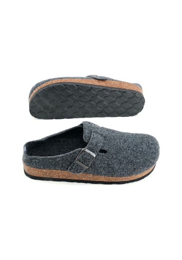 Gezer Erkek Kışlık Keçe Mantar Taban Tek Toka Ayarlanabilir Rahat Taban Ev Bahçe Terlik Gt2kmm.15376.11.067.g19 Füme