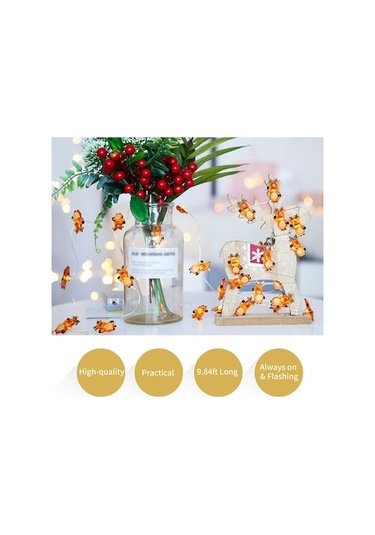 Fortunelane Noel Aydınlatma Zinciri 3m 30 Led - Sürekli Açık/parıltı, Renkli Pil İle Çalışır, Pil Dahil Değil Çok Renkli