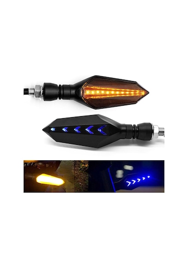 Motosiklet Amerikan Parklı Led Sinyal Takım Mavi