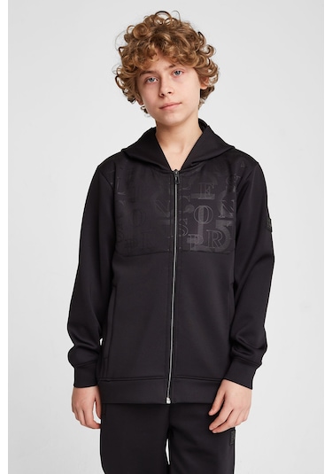 Lescon Çocuk Fermuarlı Kapüşonlu Sweatshirt 25n-3135 Siyah