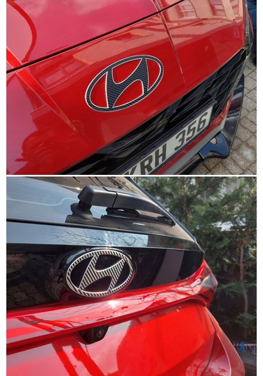 Hyundai İ20 Amblem Kaplama Sticker Set - Mat Karbon Siyah