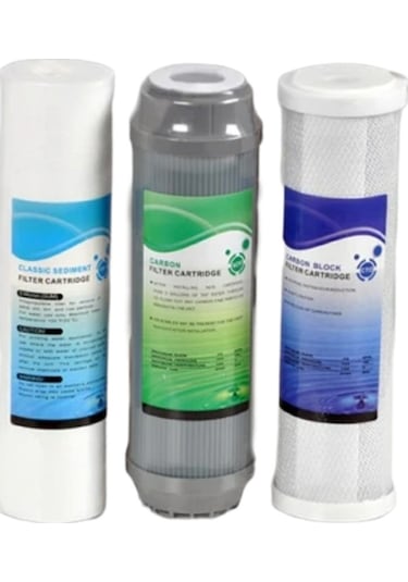 Filtre Dünyası Su Arıtma Filtresi Gac Blok 3Lü Set Çift Karbonlu Filtre Takımı