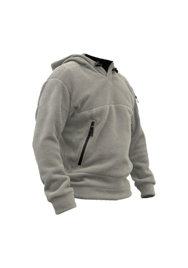 Genius Store Store Erkek Polar Outdoor Kapşonlu Kombat Tactical Cepli Polar Gri