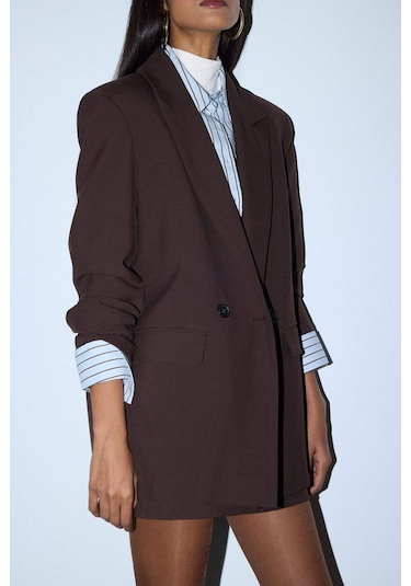 Defacto - Oversize Blazer Ceket E7732AX25AU Kahve