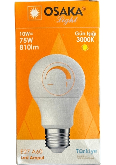 Osaka 10w 75w 3000k Günışığı E27 Duylu Dim Edilebilir Led Ampul 2 Adet