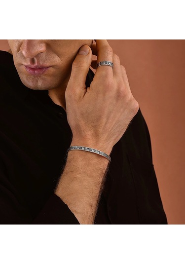 925 Ayar Gümüş Şövalye Maskesi Unisex Kelepçe Bileklik Gümüş