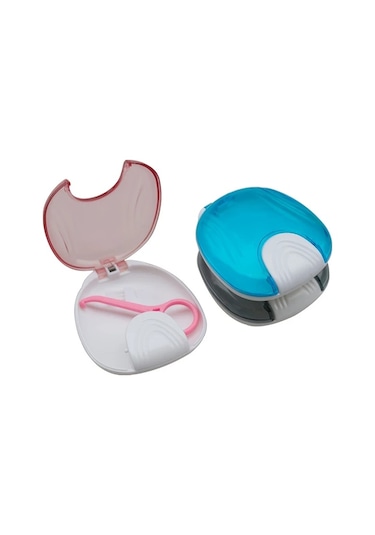 Gateesat Mavi Diş Protezi Saklama Kutusu Ergonomik Sap Fırça Seyahat Çantası