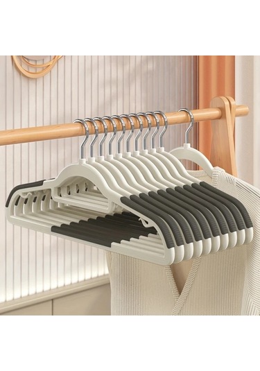 Xuweiwei 10 Adet Kaymaz Oluklu Dayanıklı Plastik Askı Siyah Koleksiyon Ve Kurutma İçin siyah