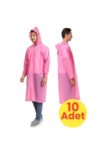 Tezzgelsin Erkek Rüzgar Geçirmez Yağmurluk 10 Adet Pembe