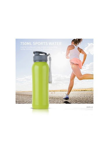 Hangfox 750ml Yeşil Paslanmaz Çelik Spor Su Bardağı, Pipetli Açık, Sızıntısız Kapak Ve Nilon Askı İle Taşınabilir, Dış Etkinlikler İçin Ideal Çok Renkli