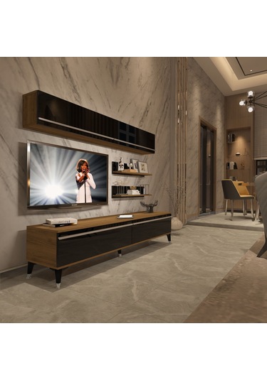 Decoraktiv Eko 5 Mdf Std Silver Tv Ünitesi Tv Sehpası Pera - Siyah