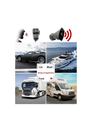 Createtech 12v 7 Tonlu Siyah Korna - 110db Acil Durum Hoparlörü